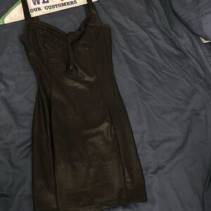 Black Faux Leather Corset Dress